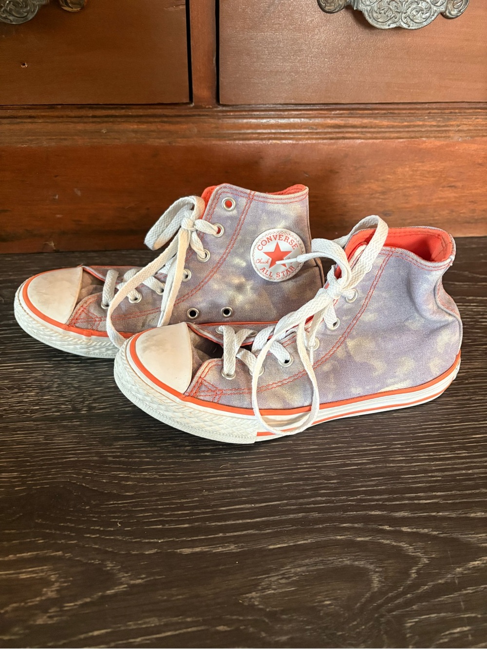 Converse Kids' High Top Sneakers in Lavender with Coral Trim